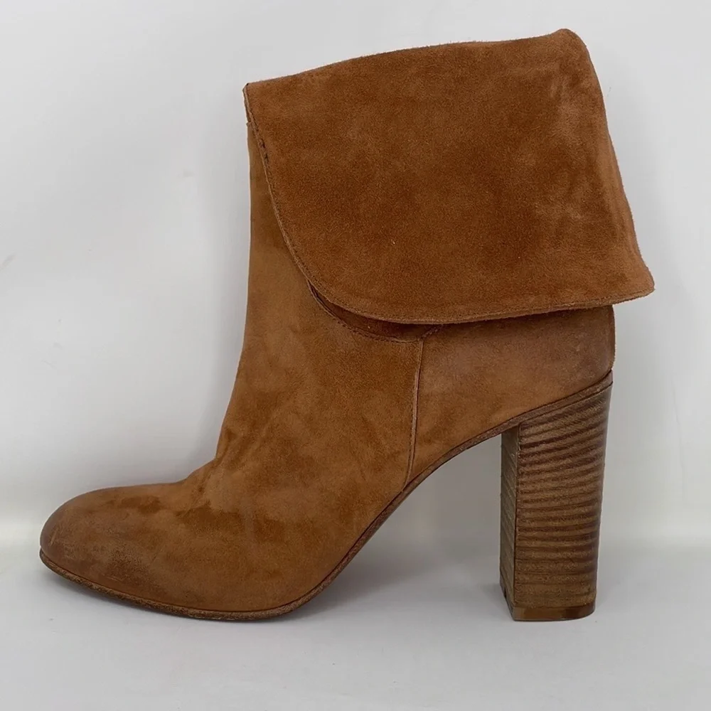 Free People Fold Down Brown Suede Leather Heeled Size 41